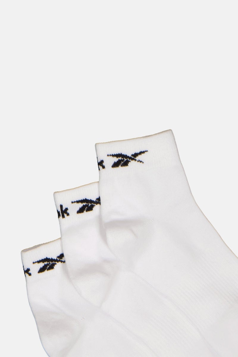 Reebok Men 3 Pairs Brand Logo Ankle Socks, White - Image 2