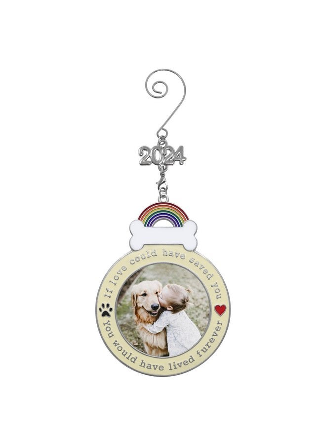 BANBERRY DESIGNS Dog Memorial 2024 Keepsake Photo Ornament - If Love Could Have Saved You - Paw Prints and Heart Design - Loss of Pet Gifts - Gift/Storage Bag Included - Image 2