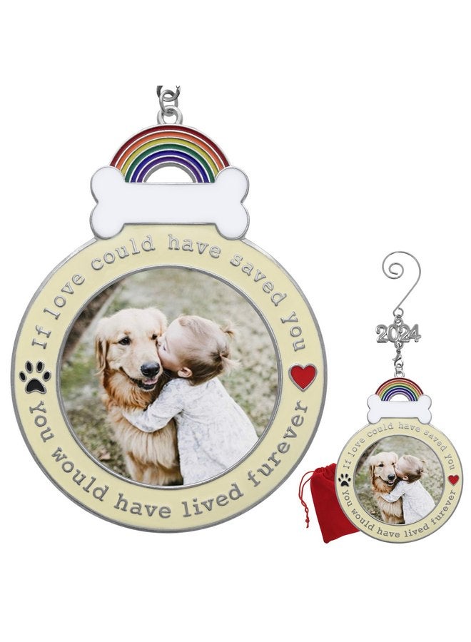 BANBERRY DESIGNS Dog Memorial 2024 Keepsake Photo Ornament - If Love Could Have Saved You - Paw Prints and Heart Design - Loss of Pet Gifts - Gift/Storage Bag Included - Image 1