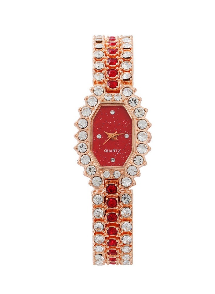 Generic Fashionable Diamond Diamond Women's Watch Quartz Bracelet Watch Colored Diamond Watch (Red)  - Image 2