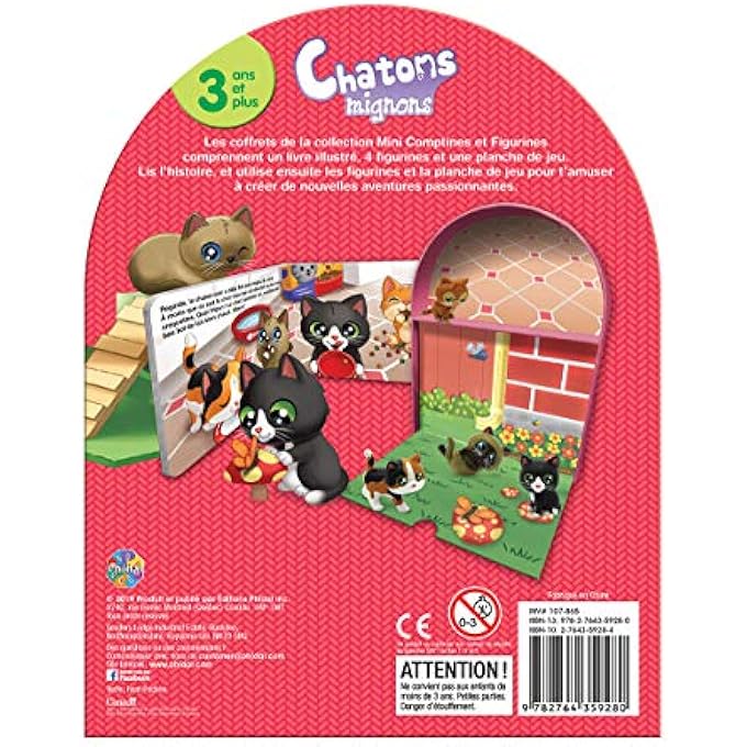 بهدال القطط 9782764359280 كتاب من الورق المقوى مع 12 صفحة 4 تماثيل ولوحة ألعاب متعددة الألوان - Image 5