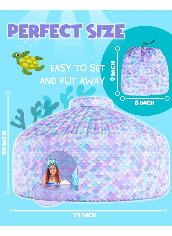 Skywin - - Inflatable Tent For Kids (Mermaid) - Inflatable Air Tent Fort For Kids, Inflatable Fort Sets Up And Stores Away In Seconds, (Fan Not Included) (With Door) - Image 1
