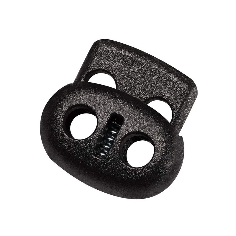 Plastic Double-Hole Cord Locks End Spring Stop Toggle Stoppers (Black，20PCS)