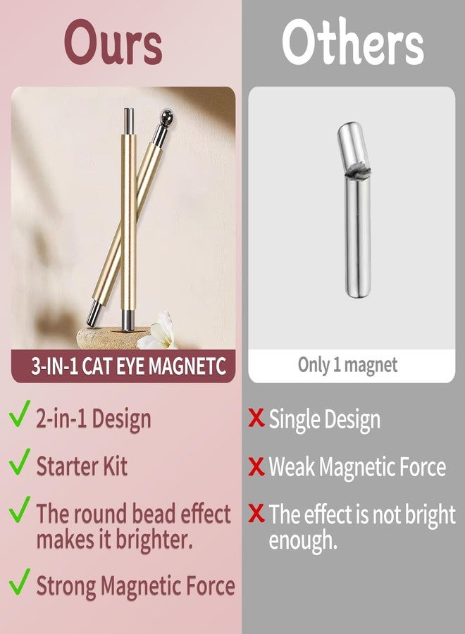 uadbau 4-Piece Cat Eye Magnet Set - Gold Nail Magnet, Heart-Shaped Nail Art Magnet, Black Bead-Attracting Cat Eye Magnet for Nails Pen Accents, Works with Cat Eye Gel Polish for DIY Nail Designs - Image 3