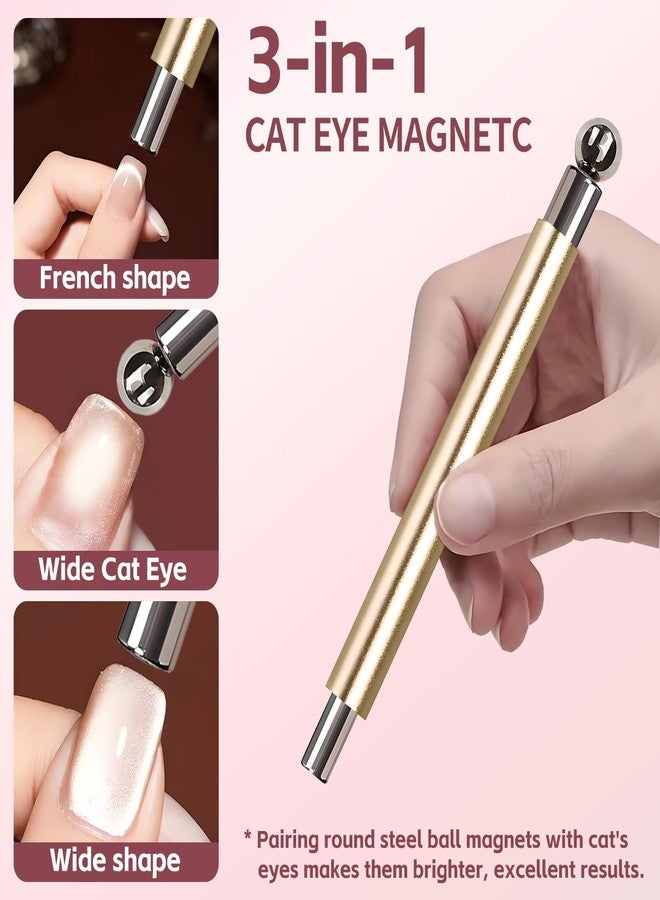 uadbau 4-Piece Cat Eye Magnet Set - Gold Nail Magnet, Heart-Shaped Nail Art Magnet, Black Bead-Attracting Cat Eye Magnet for Nails Pen Accents, Works with Cat Eye Gel Polish for DIY Nail Designs - Image 2