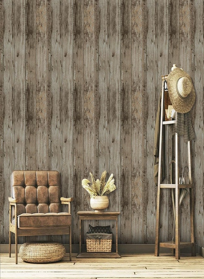 TANONE Grey Wood Peel and Stick Wallpaper 17.8" X 118.8" Self Adhesive Removable Decorative Film Wood Grain Contact Paper for Wall Covering Furniture Countertop Kitchen DIY - Image 2