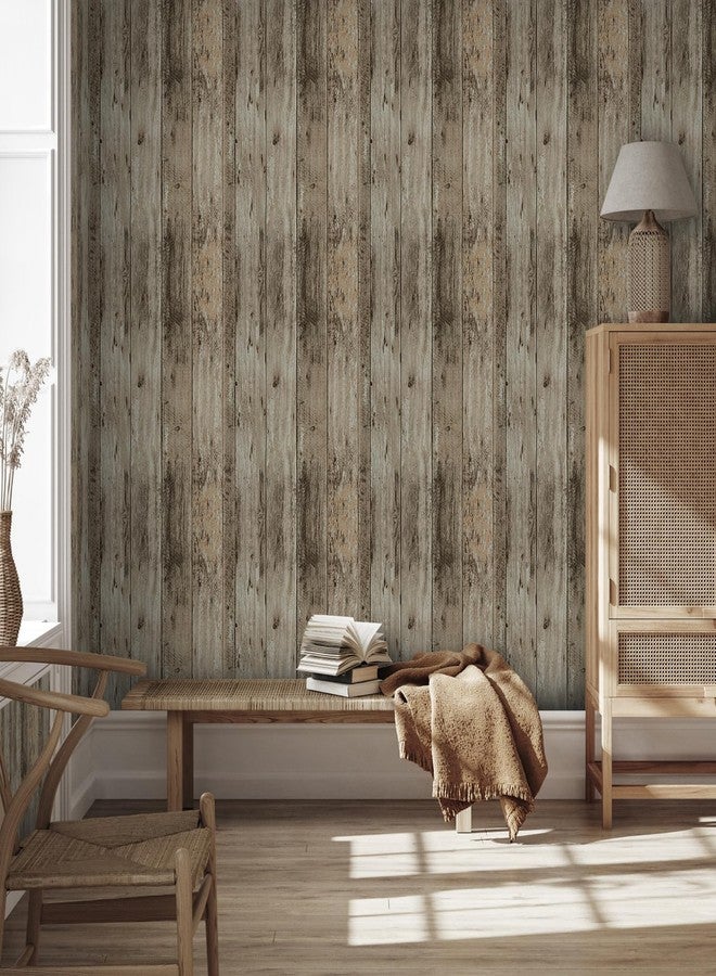 TANONE Grey Wood Peel and Stick Wallpaper 17.8" X 118.8" Self Adhesive Removable Decorative Film Wood Grain Contact Paper for Wall Covering Furniture Countertop Kitchen DIY - Image 3