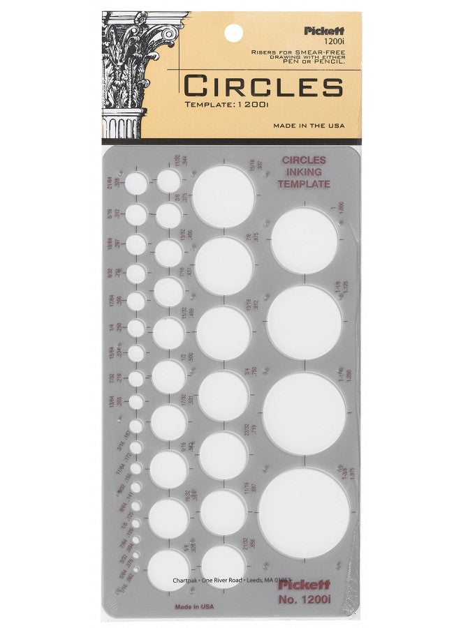 Pickett Circles Template, Circle Range Size 1/16 to 1-3/8 Inches (1200I)