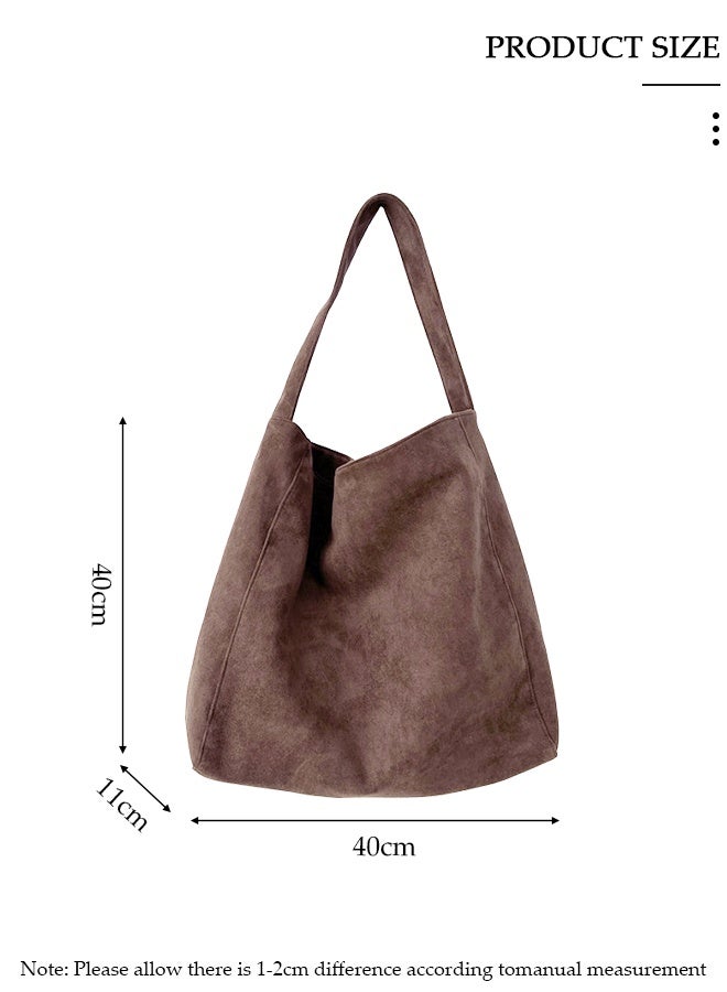 DUNISO Women's Large Capacity Wool-like Tote Bag, Vintage Soft Tweed Shoulder Bag with Magnetic Closure，Soft Handle Casual Purse Multiple Pockets for Work, Commute, College，Travel - Image 2