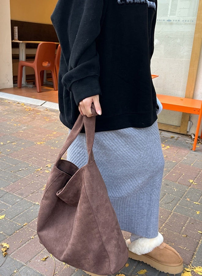 DUNISO Women's Large Capacity Wool-like Tote Bag, Vintage Soft Tweed Shoulder Bag with Magnetic Closure，Soft Handle Casual Purse Multiple Pockets for Work, Commute, College，Travel - Image 5