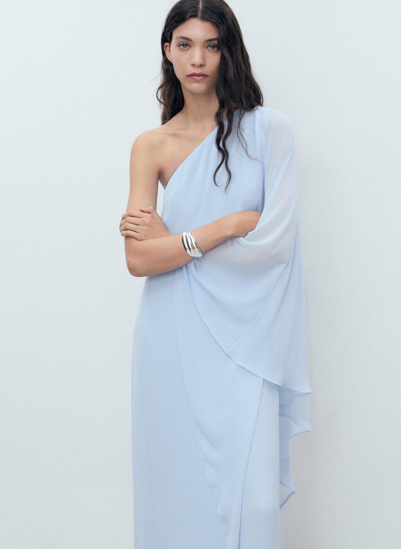 MANGO One-Shoulder Chiffon Dress  - Image 4
