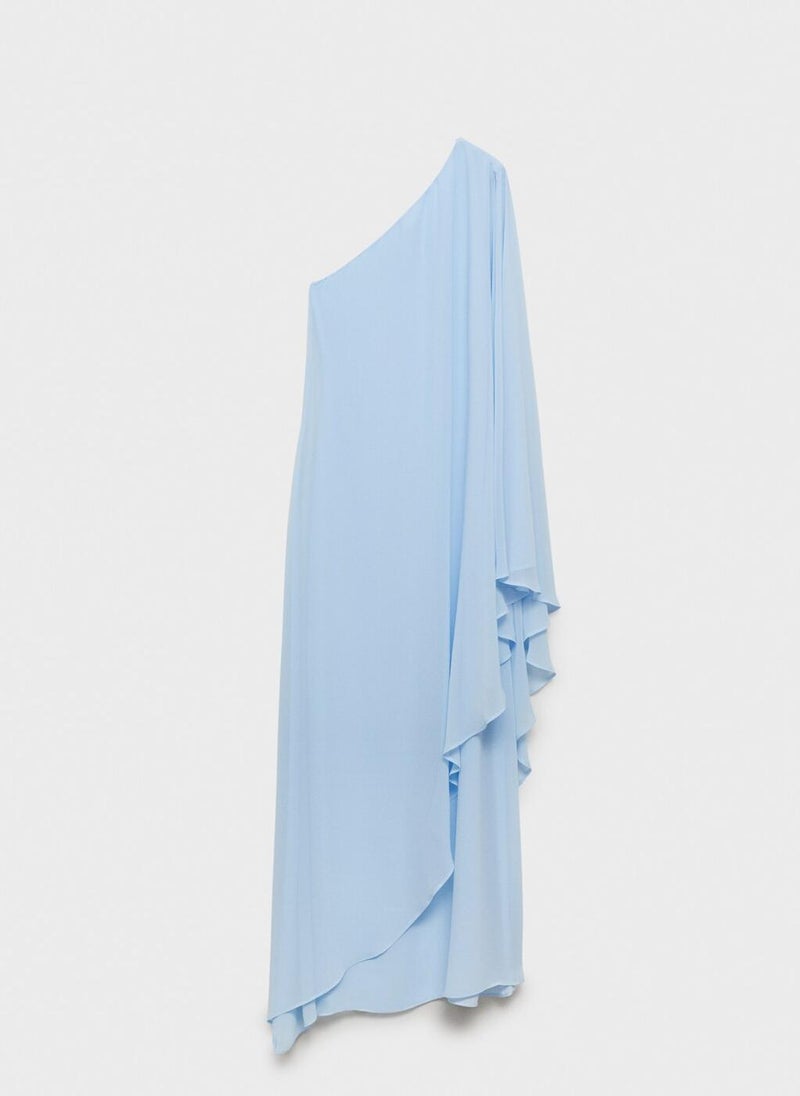 MANGO One-Shoulder Chiffon Dress  - Image 5