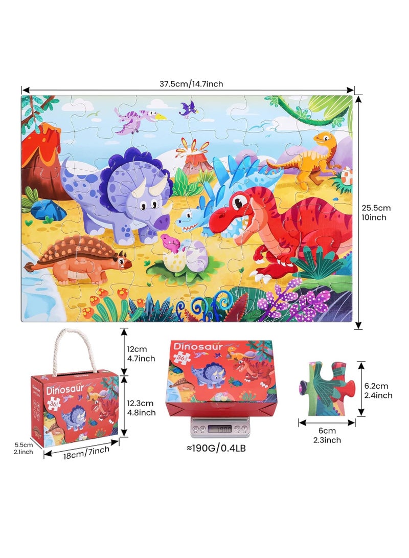 Excefore ألغاز للأطفال من عمر 4-8 سنوات، 3-5، 36 قطعة ألغاز ديناصور للأطفال 4-6 سنوات، لغز أرضي للأطفال من عمر 5-7 سنوات، ألعاب تعليمية للأطفال في مرحلة ما قبل المدرسة للأولاد والبنات - Image 4