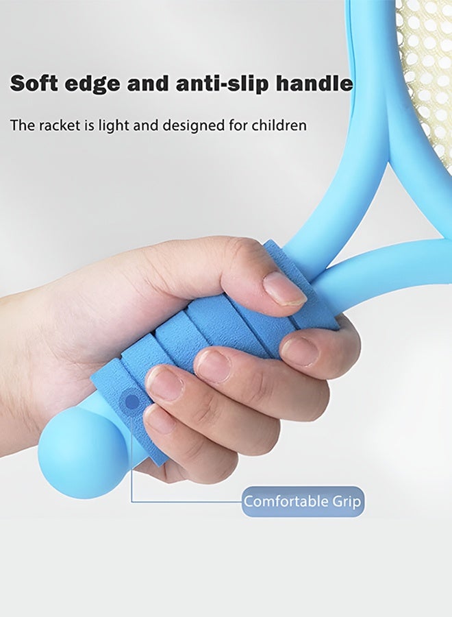 UNUNS مضارب تنس للأطفال، مضارب تنس الريشة، مجموعة مضارب تنس للاعبين - 2 مضرب، 1 كرة تنس و1 كرة تنس ريشة، مجموعة ريشة بلاستيكية 40 سم للأولاد والبنات للعب في الأماكن المغلقة والمفتوحة - Image 2