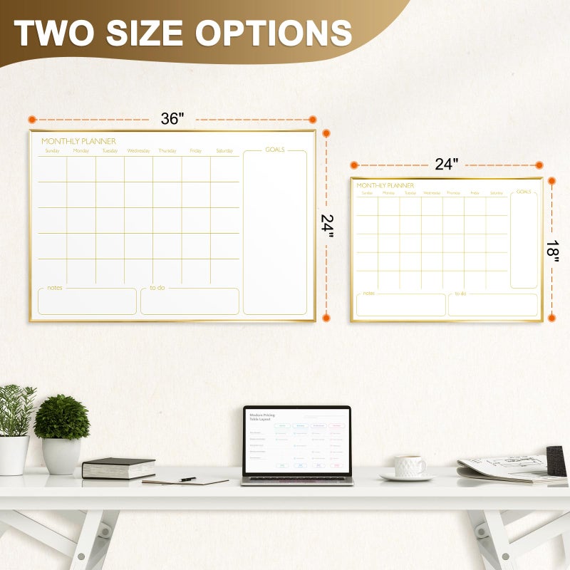 QUEENLINK Dry Erase Calendar Whiteboard for Wall, 24'' x 18'' Monthly White Board Planner with Gold Frame, Magetic Hanging Wipe Board for Home Office School Dorm - Image 4