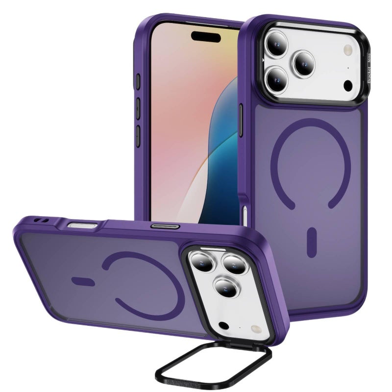 غطاء MagSafe بAcrylic لـ iPhone 15 / 15 Plus / 15 Pro / 15 Pro Max مع ملمس غير لامع ومغناطيس قوي مع مقاوم للصدمات مع حامل قائم مع حماية من السقوط باللون بنفسجي مغناطيسي بوظيفة حام. - Veloris - Image 1