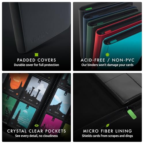 Vault X 9 Pocket Trading Card Zip Binder, 360 Cards, Premium Exo-Tec Album Material, 20 Side-Loading Pages, Folder for Collectible Games, Sports, TCG (Black) - Image 5