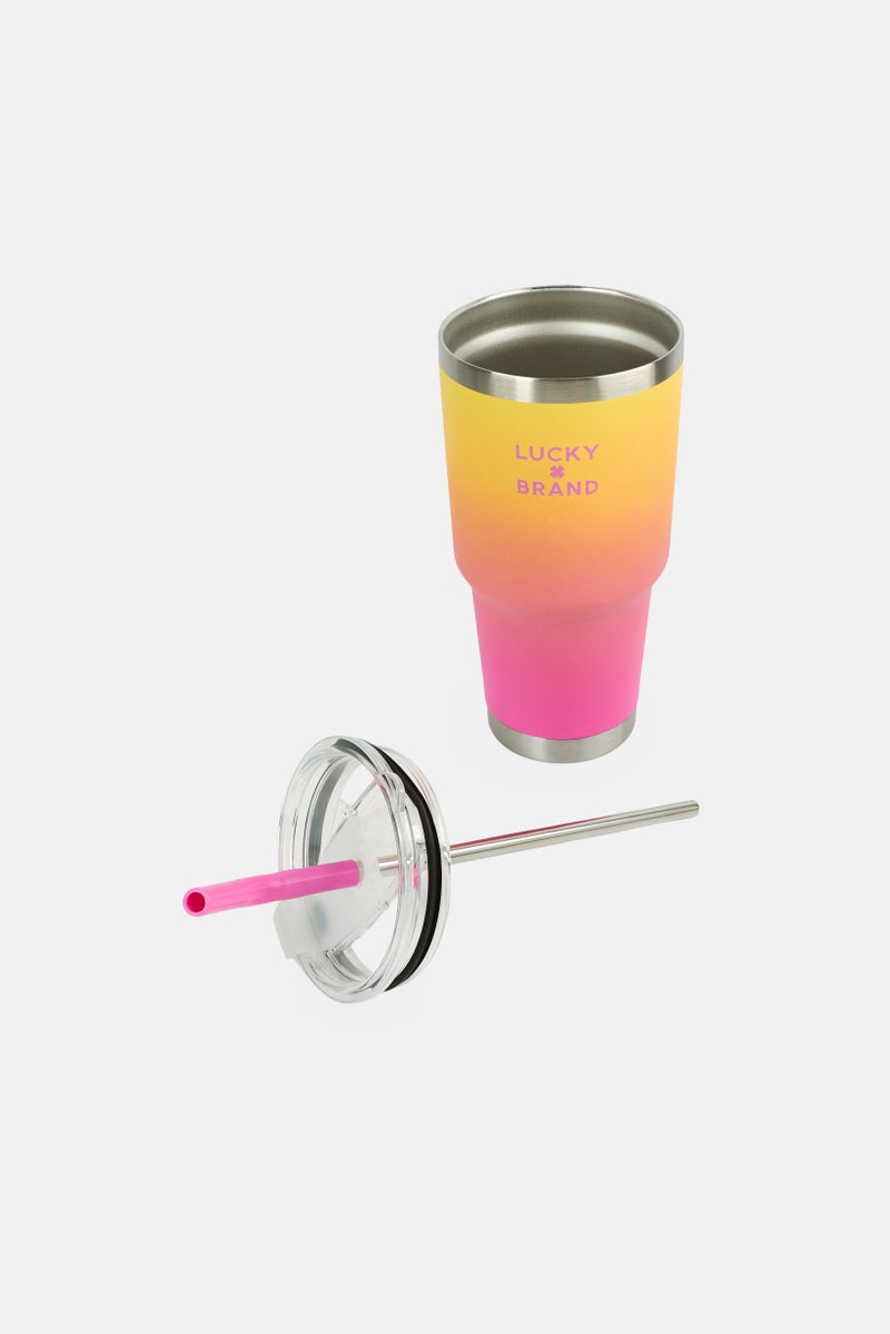 LUCKY BRAND Ombre Stainless Steel Vacuum Insulated Tumbler With Straw 887 ml, Multicolor - Image 3