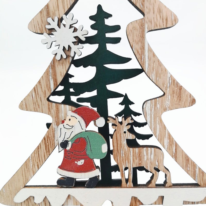 Christmas Wood Figurine: Green Type 2 Premium Durable Material Retro Style - Festive Christmas Home Ornament for Indoor Home Decor Gifting And Holiday Table Centerpiece - Image 5