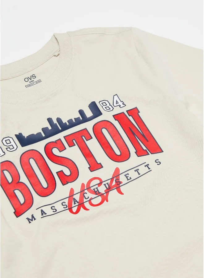 او في اس Ovs T-Shirt3/4Col+H Beige