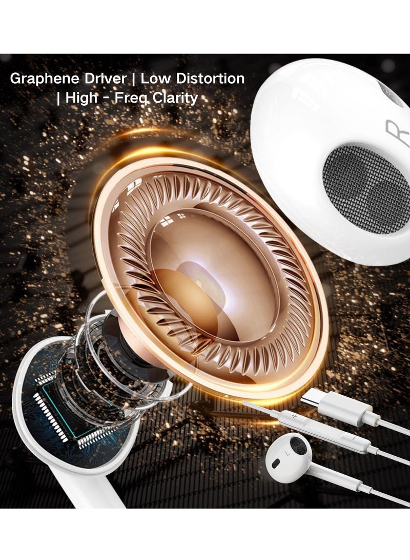 Acer OHW321 Graphene Dynamic Driver Type - C Earphones, Premium Hi - Fi Stereo Noise Cancelling Headphones, Compatible with Android/iPhone 15 - 16/HarmonyOS, Ergonomic Waterproof Gaming Earbuds for Music/Call/Game white - Image 5