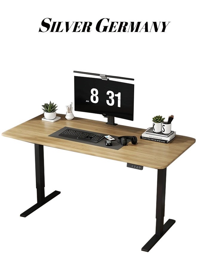 SILVER GERMANY - Height Adjustable Electric Standing Desk, 120×60cm Sit Stand up Desk, Memory Computer Home Office Desk (burlywood) - Image 1
