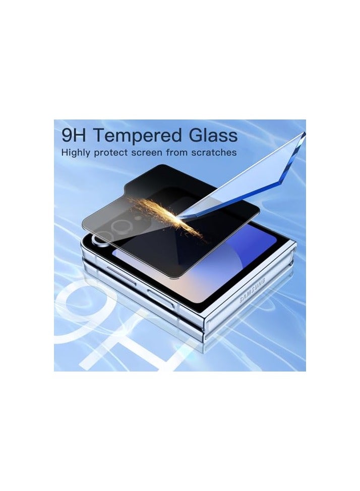 جي تيك واقي شاشة JETech الأمامي للخصوصية لهاتف Samsung Galaxy Z Flip 6، طبقة من الزجاج المقوى المضاد للتجسس مع أداة تركيب سهلة، صديق للحافظة، عبوتان - Image 5