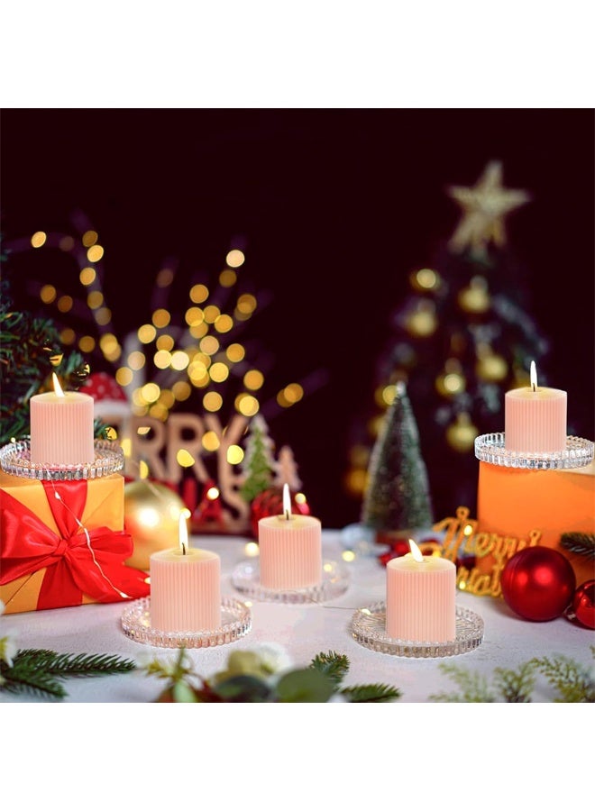 DUNISO Clear Glass Pillar Candle Holder Plates Set of 6, 10cm Round Glass Candle Pillar Plate, Gear Serrated Candle Tray Plates for Table Centerpieces, Party, Wedding & Home Decor - Image 5