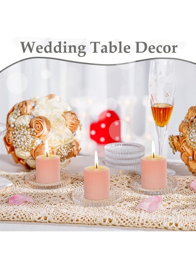 DUNISO Clear Glass Pillar Candle Holder Plates Set of 6, 10cm Round Glass Candle Pillar Plate, Gear Serrated Candle Tray Plates for Table Centerpieces, Party, Wedding & Home Decor - Image 3