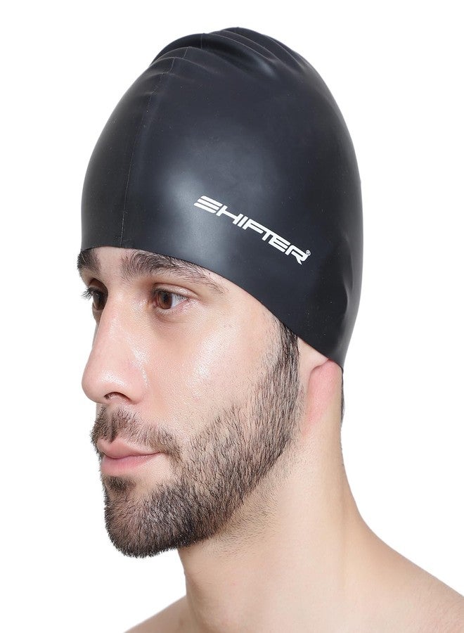 Shifter Premium Swimming Cap & Swimming Goggle Set,Antifog Mirrored Swim Goggles for Men Women Boys & Girls,Soft Silicone Swim Cap for Long & Short Hair (Black-Silver) - Image 2