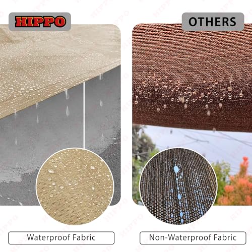HIPPO Waterproof Sun Shade Sails HDPE Fabric - Rain Protection Sails for Terrace Shed, Shade Awnings for Car Parking (Bamboo-Mocha, 8.00FTX16.50FT) - Image 4