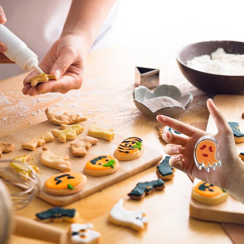 Stainless Steel Halloween Ghost Cookie Cutters - 5 Pcs Baking Molds for Halloween Treats,Durable and Easy to Clean Cookie Shapers for Festive Baking Activities - Image 4