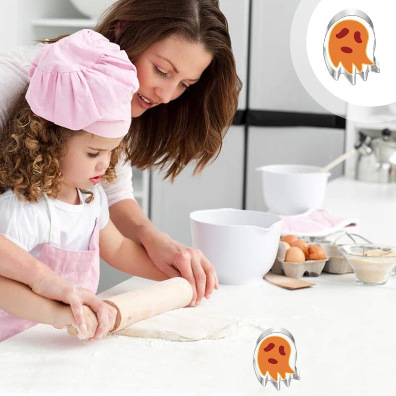 Stainless Steel Halloween Ghost Cookie Cutters - 5 Pcs Baking Molds for Halloween Treats,Durable and Easy to Clean Cookie Shapers for Festive Baking Activities - Image 5