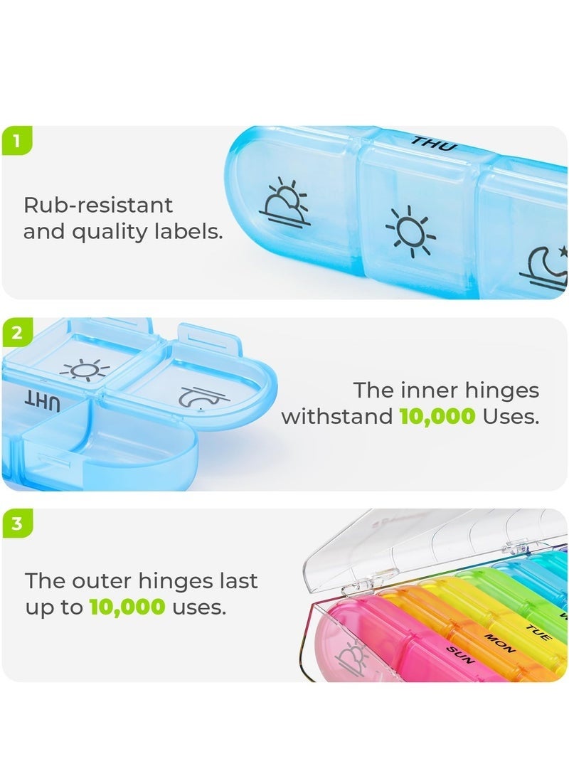 Pill Organizer 3 Times a Day, Large Weekly Pill Case 7 Day, Daily Pill Box with 21 Compartments, Pill Dispenser Supplement Holder for Pills/Vitamin/Fish Oil - Image 4