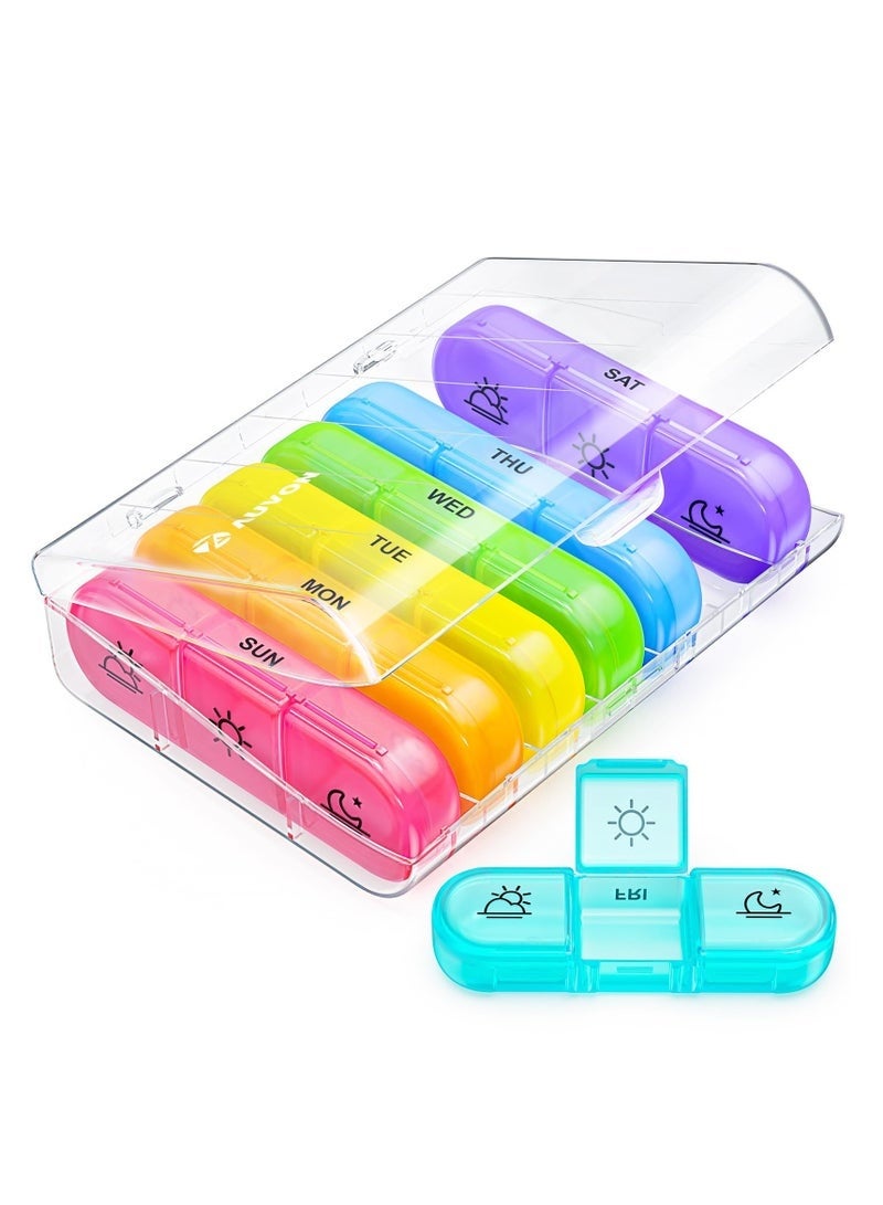 Pill Organizer 3 Times a Day, Large Weekly Pill Case 7 Day, Daily Pill Box with 21 Compartments, Pill Dispenser Supplement Holder for Pills/Vitamin/Fish Oil - Image 1