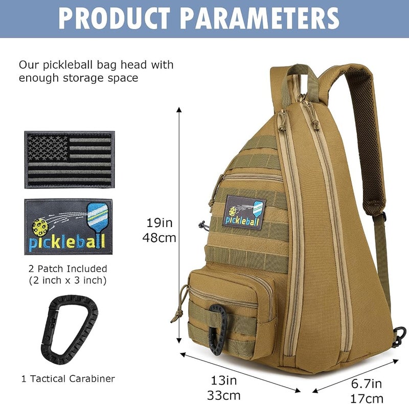 SunForMorning Pickleball Bag, Tactical Pickleball Backpack for Women Men, Adjustable Sling Bag with Fence Hook Water Bottle - Image 2