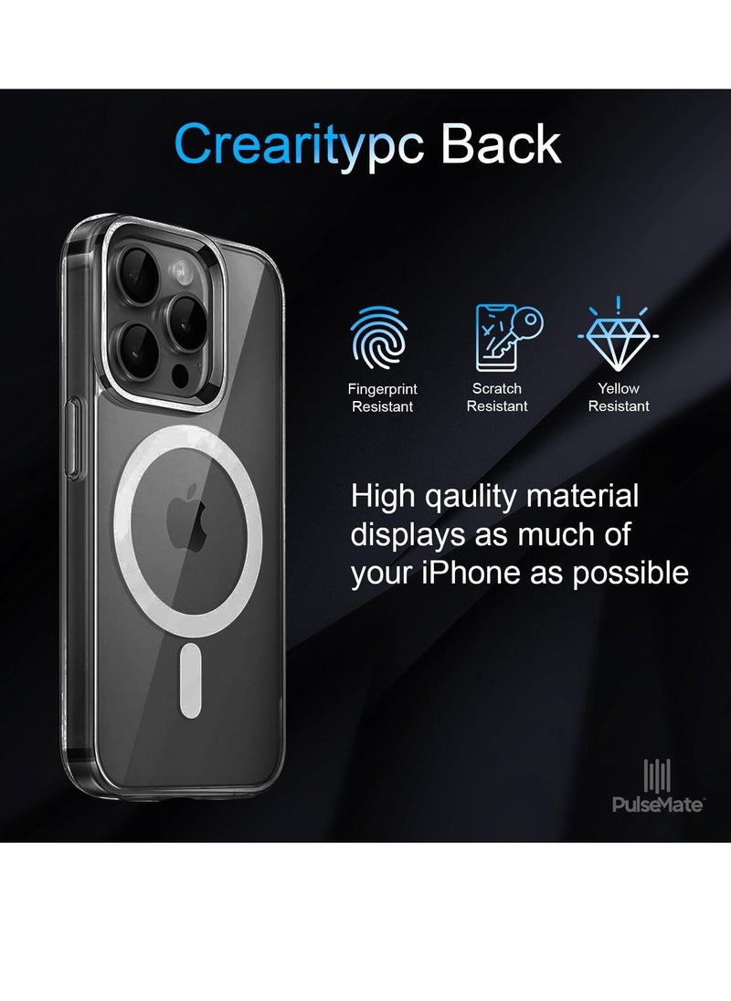 Raxoom - PulseMate for iPhone 15 Pro Max Case Cover, MagSafe Compatible, Slim & Fit Clear Case, Yellowing Resistant, Scratch-Resistant Back, 360 Degree Shockproof - Image 1