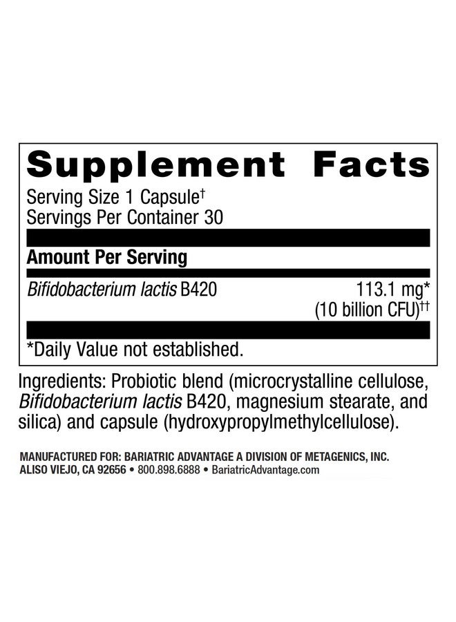 Bariatric Advantage FloraVantage Control - Probiotic Health for Bariatric Patients - Probiotic for Gut Health - Vegetarian & Non-GMO - 30 Capsules - Image 2