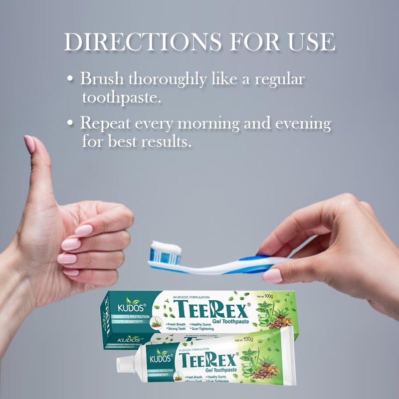 KUDOS AYURVEDA TEERX Toothpaste | Prevents cavities, Bad Breath, tooth decay | Help Fights germ | Anti Bacterial Gum Protection Daily Use Toothpaste | 100gm x 4pc - Image 4