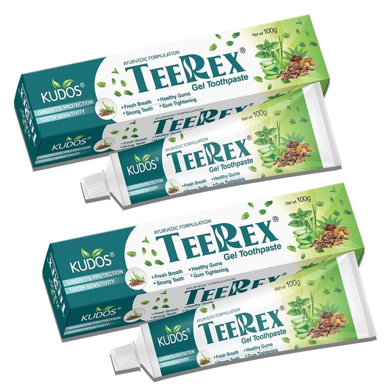 KUDOS AYURVEDA TEERX Toothpaste | Prevents cavities, Bad Breath, tooth decay | Help Fights germ | Anti Bacterial Gum Protection Daily Use Toothpaste | 100gm x 4pc - Image 1