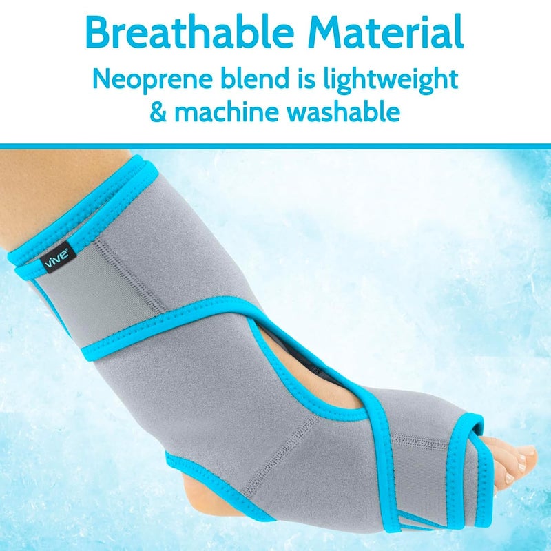Vive Ankle Ice Pack Wrap  Foot ColdHot Compression Brace  Adjustable Freeze Support for CoolingHeating Achilles Injuries Tendonitis Plantar Fasciitis Sore Feet Inflammation Muscle Sprain - Image 5
