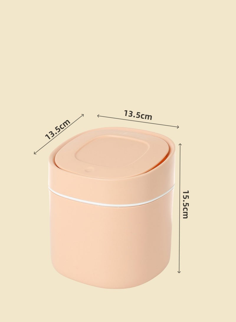 Beautiful Mini Desktop Trash Can, Household Desk Wastebasket With Lid For Storage Of Sundries And Cleaning Tube - Image 2