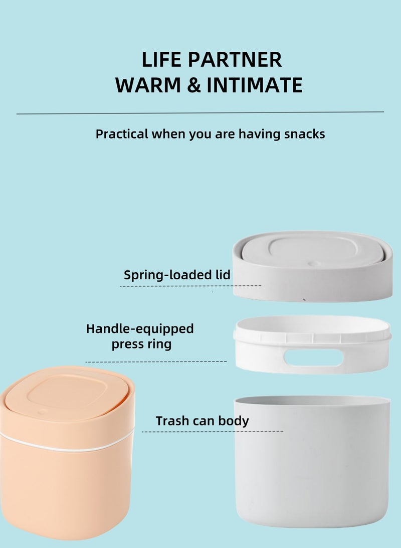 Beautiful Mini Desktop Trash Can, Household Desk Wastebasket With Lid For Storage Of Sundries And Cleaning Tube - Image 5