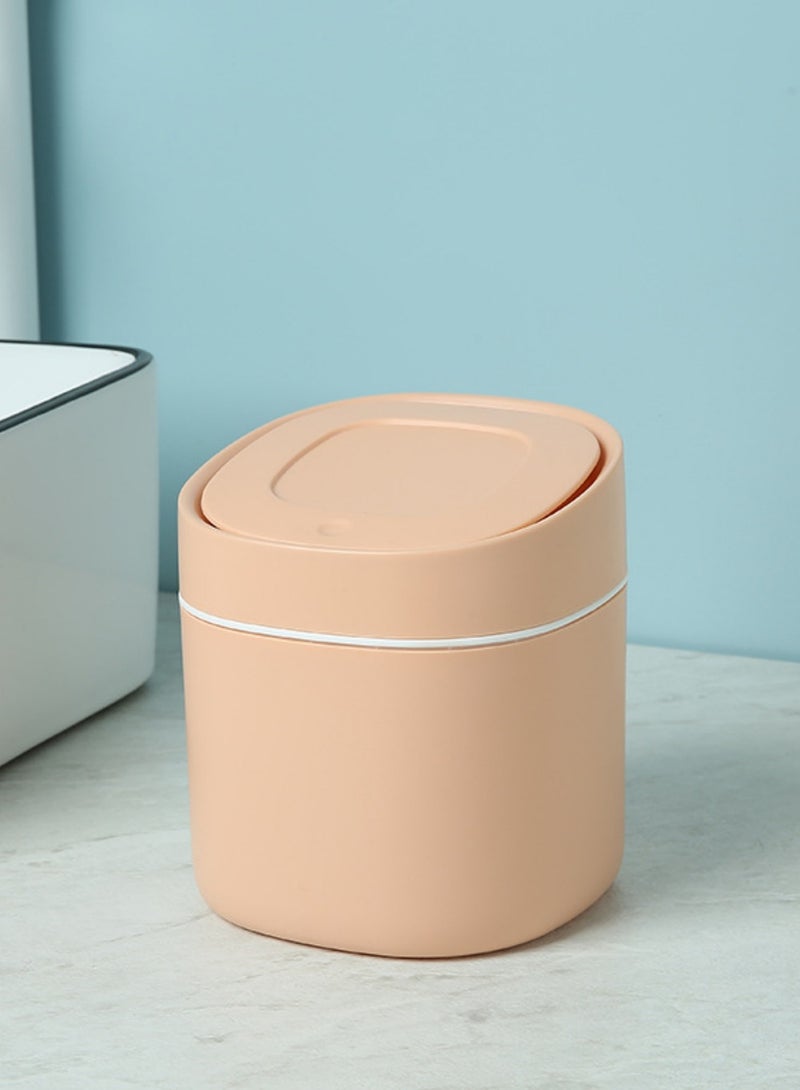 Beautiful Mini Desktop Trash Can, Household Desk Wastebasket With Lid For Storage Of Sundries And Cleaning Tube - Image 4