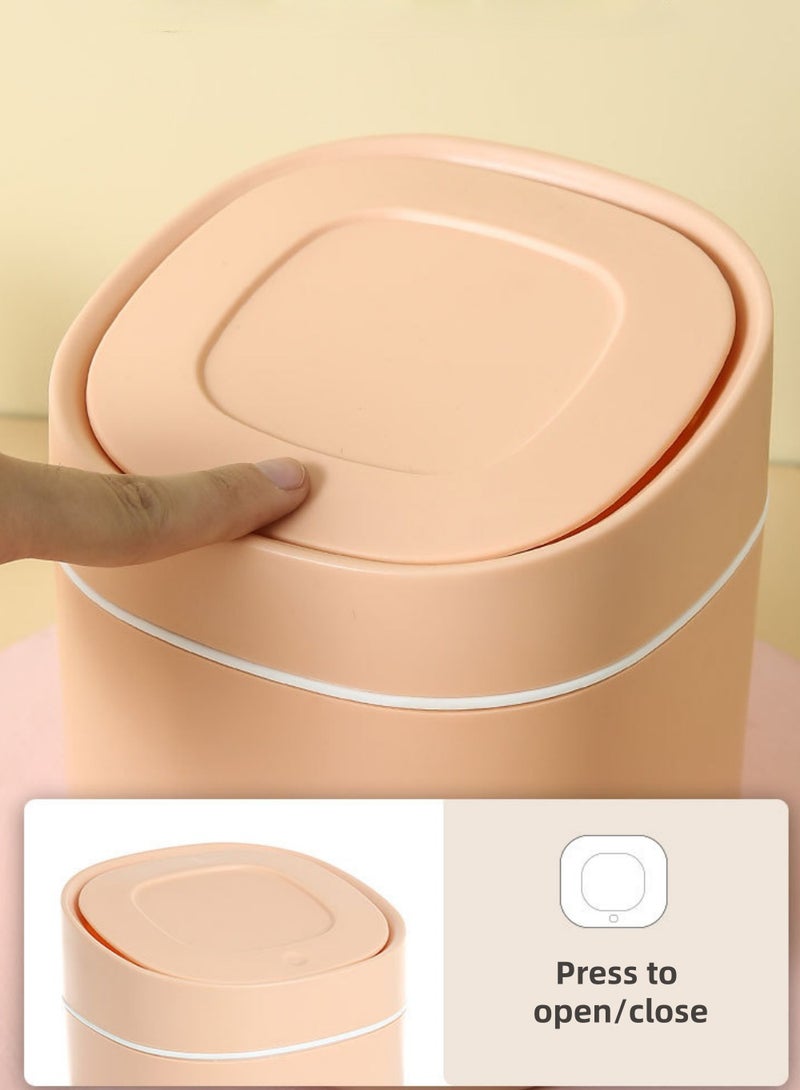 Beautiful Mini Desktop Trash Can, Household Desk Wastebasket With Lid For Storage Of Sundries And Cleaning Tube - Image 3