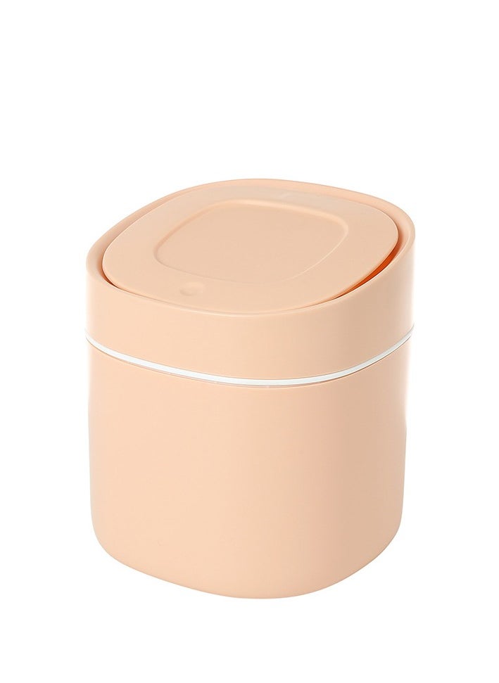 Beautiful Mini Desktop Trash Can, Household Desk Wastebasket With Lid For Storage Of Sundries And Cleaning Tube  - Image 1