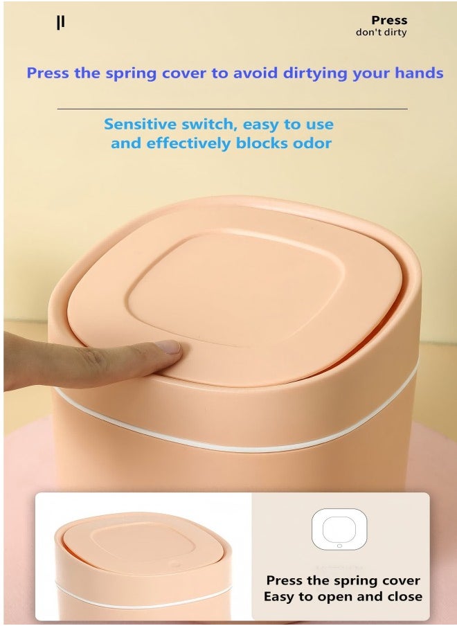 Beautiful Mini Desktop Trash Can, Household Desk Wastebasket With Lid For Storage Of Sundries And Cleaning Tube  - Image 3