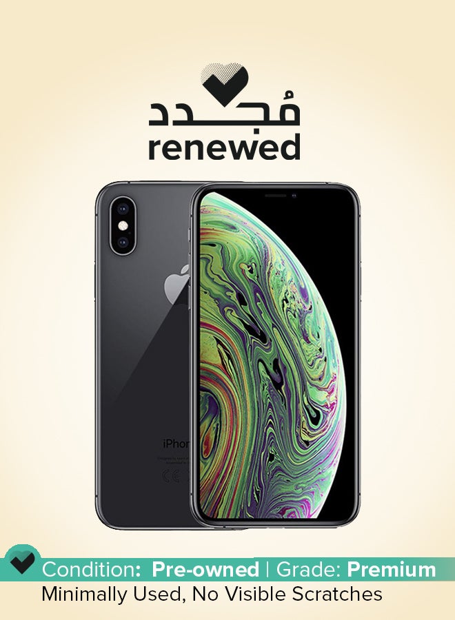 ابل  مُجدد - هاتف آيفون XS ماكس بذاكرة داخلية سعة 64 جيحابايت ويدعم تقنية 4G LTE مع تطبيق فيس تايم بلون رمادي فلكي - Image 1