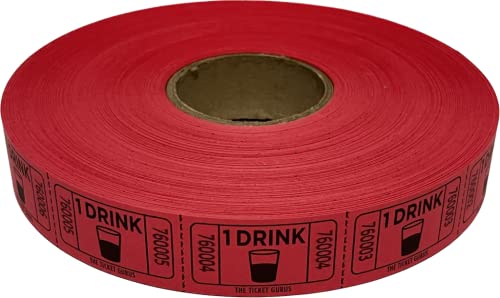 The Ticket Gurusroll of 2000 Red Drink Tickets Single Roll Consecutively Numbered Raffle Tickets - Image 1