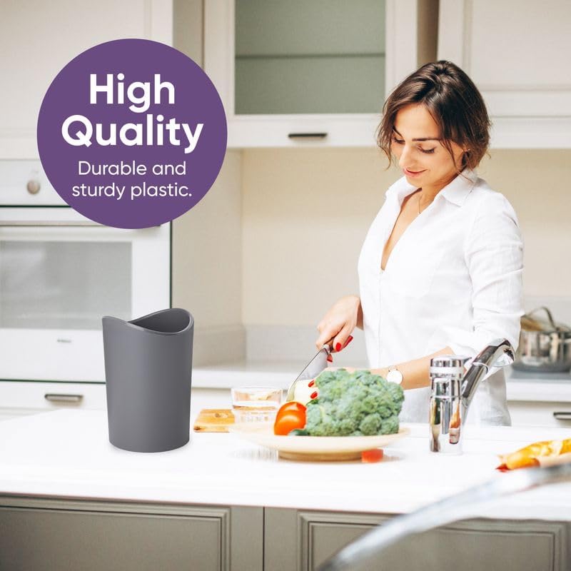 Superio Mini Bathroom Trash Can with Lid, Modern Grey Mini Waste Bin with Swing Lid (1 1/2 Gallon, 6 Liter) Plastic Garbage Can for Kitchen, Bathroom, Bedroom, Office, Under Desk (1, Grey) - Image 5